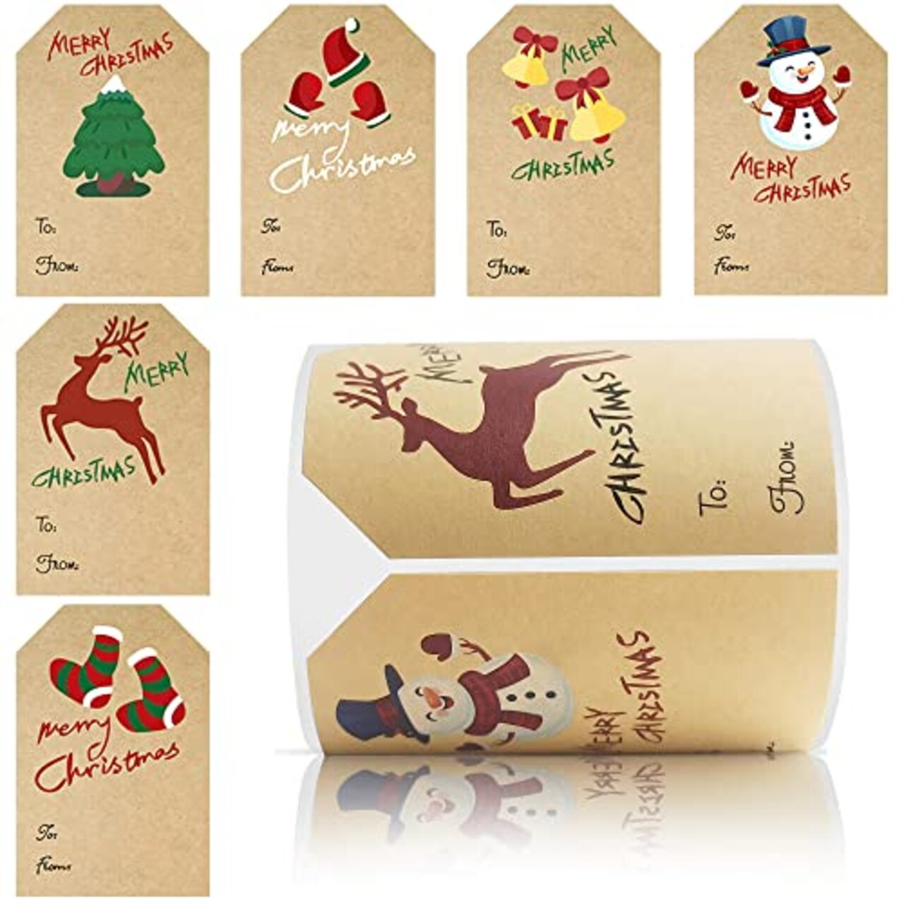 250 Pcs Christmas Gift Tags Self Adhesive Gift Tag Stickers